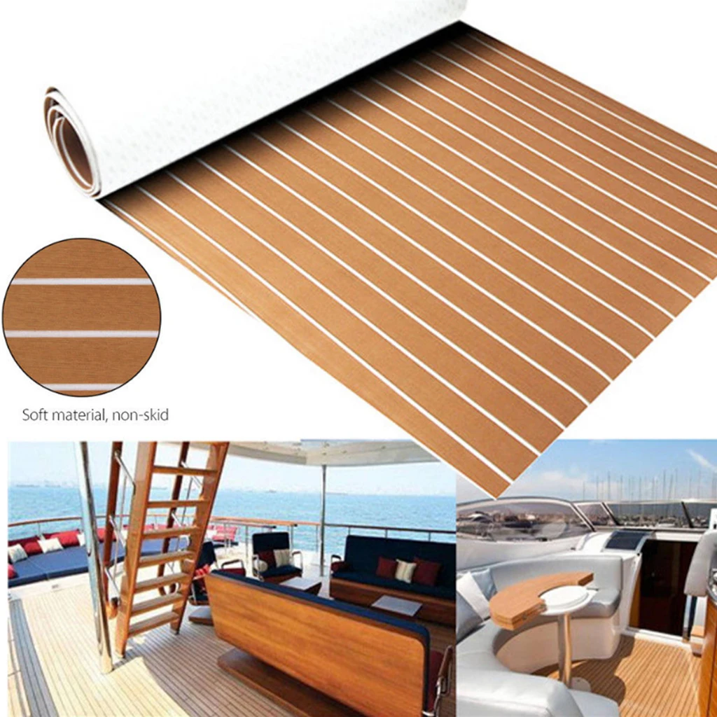 Teak Sheet 240cm x 60cm x6mm Marine Floor EVA Foam Boat Sheet Teak Decking Self-Adhesive Mat