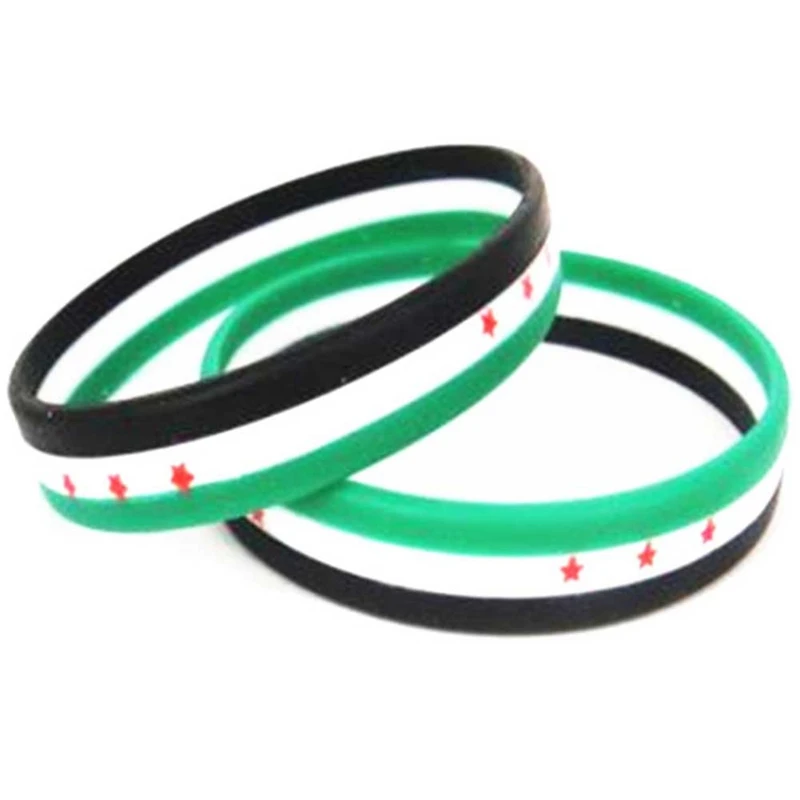 Silicone Bracelet 1pc Syria Flag Silicone Rubber Bracelets Sports Wrist Band Bangle for Women Men Special Gift for Lover