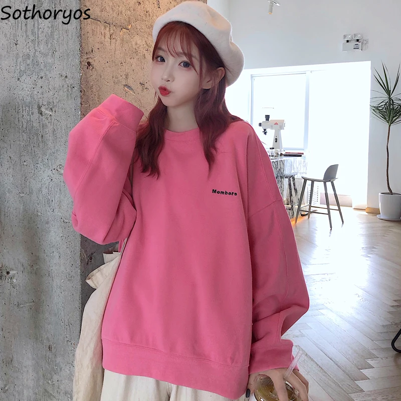 

Hoodies Women Sweatshirt Harajuku 2019 Korean Style Loose Spring Autumn Letter Print Simple Fashion Womens Clothing Chic Casual