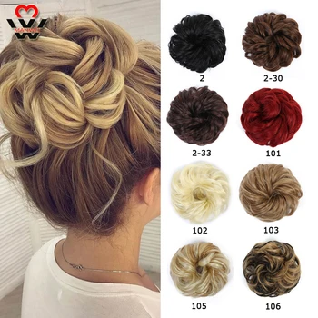 

MANWEI Women's Curly Chignon With Elastic Rubber Band Synthetic Scrunchie Wrap Hair Messy Bun Hairpieces