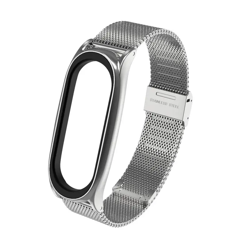Silver Браслет на запястье для xiaomi mi band 3, 4, металлический ремешок из нержавеющей стали, mi band 4, 3, браслеты, Сменные аксессуары - Color: Silver