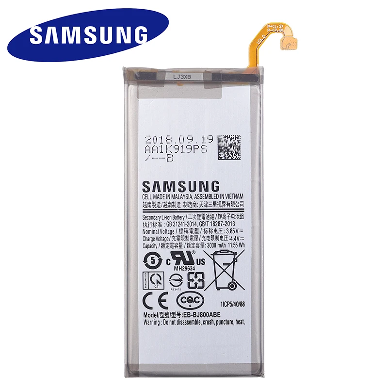 Оригинальная батарея samsung EB-BJ800ABE для samsung Galaxy A6() SM-A600 A600F для Galaxy J6 J600F Batteria 3000 мАч