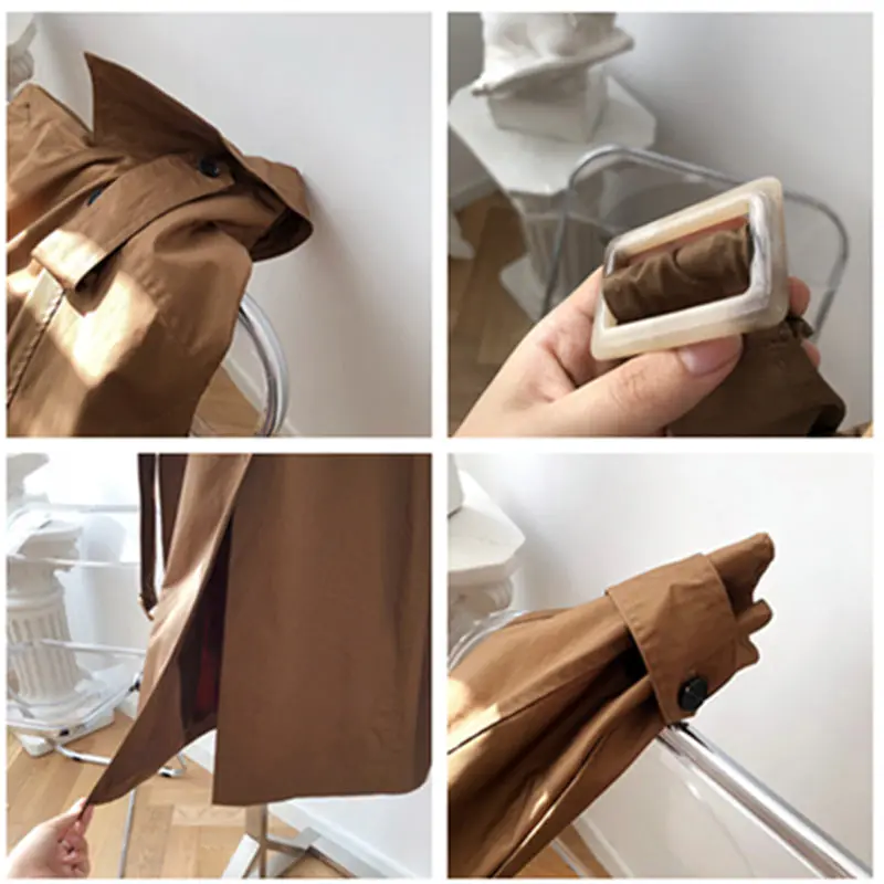 Women Casual Solid Color Trench Coat Fashion Woman Clothes Vintage Trench Femme Autumn Casual Long Coat With Belt Chic Overcoat