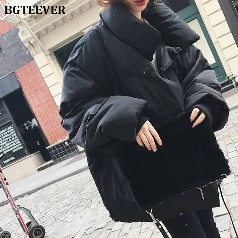 BGTEEVER/женские парки, корейское шикарное Утепленное зимнее пальто с воротником-стойкой, женские теплые пуховые парки с хлопковой подкладкой, пальто для женщин
