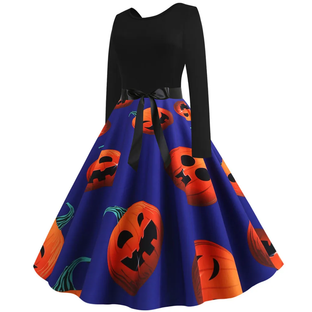 Вечерние женские винтажные платья на Хэллоуин с длинным рукавом 50s домохозяйка вечернее платье#8,22