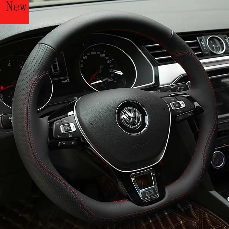 

Customized Hand-Stitched Leather Suede Car Steering Wheel Cover Set for Volkswagen Passat Magotan B8 Sagitar Car Accessories