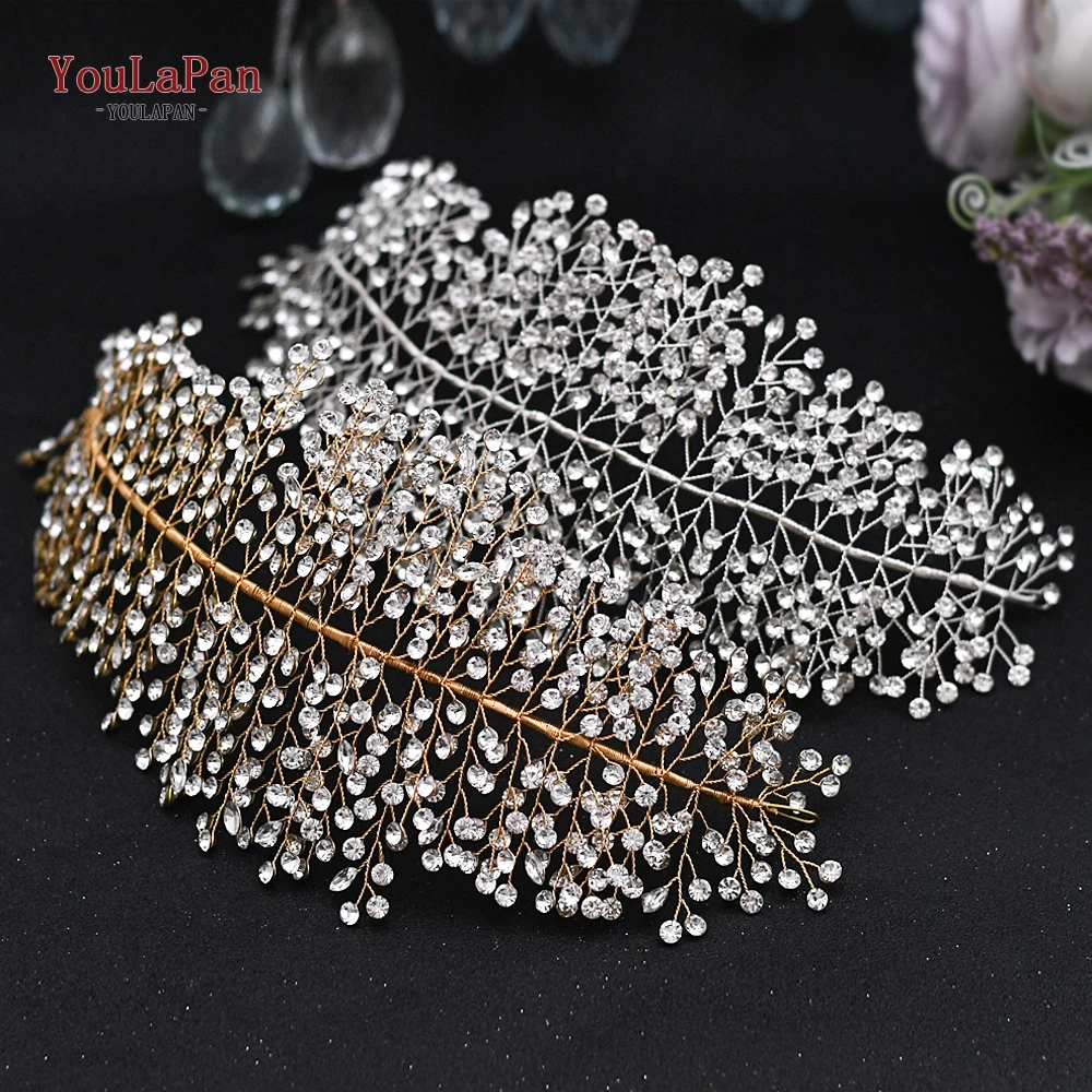 TOPQUEEN HP258 Luxury Crystal Wedding Headband Handmade Rhinestone Bridal Headpieces Wedding Hair Jewelry Headband Accessories