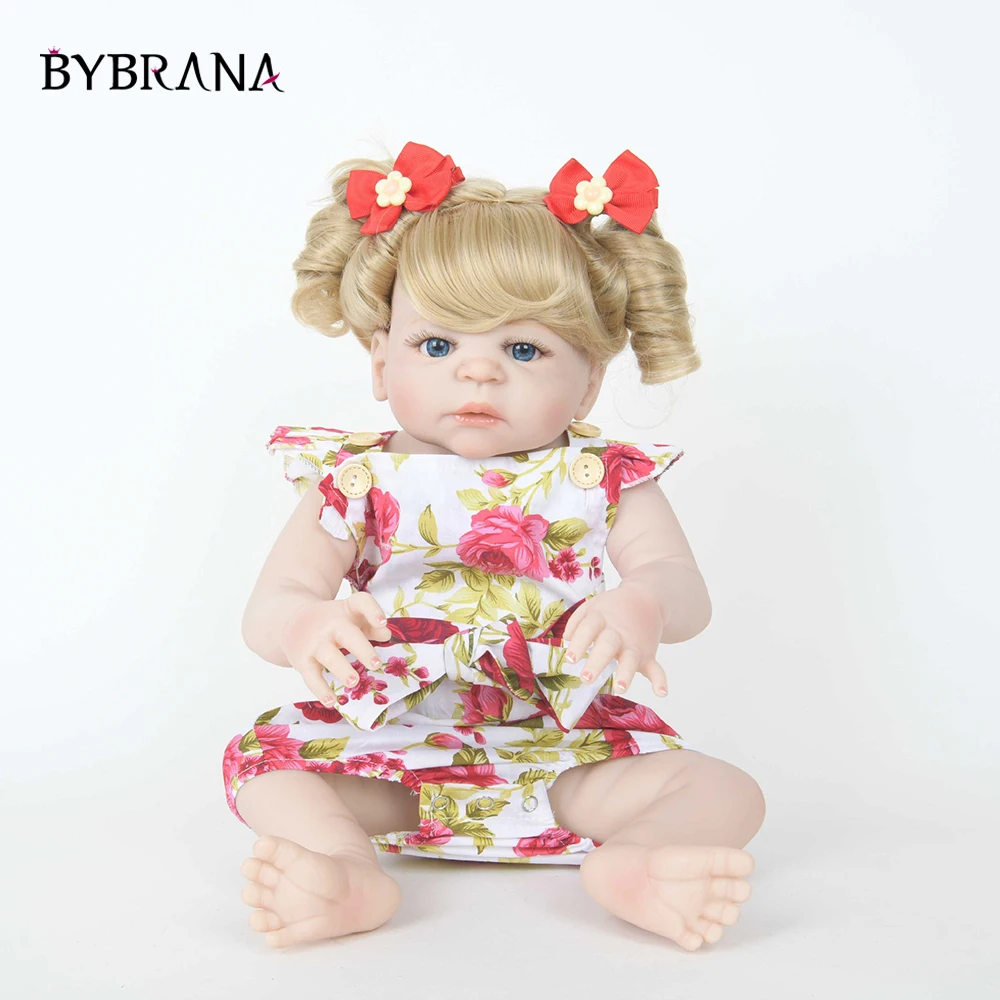 55 см полное Силиконовое боди Reborn Baby Doll игрушка для девочки винил новорожденная принцесса Интерактивная кукла-Пупс Bebe Boneca Bathe игрушка подарок на день рождения