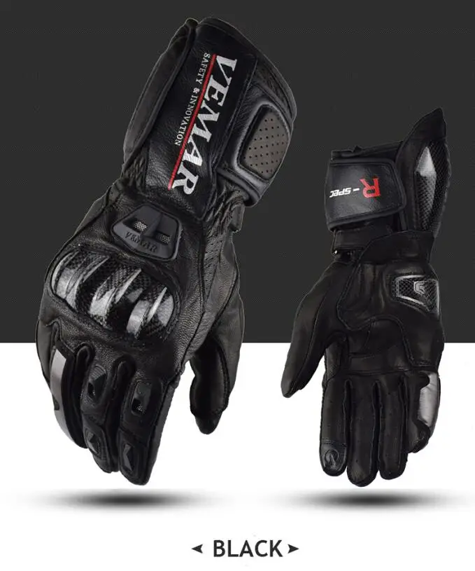 Дышащие кожаные мотоциклетные внедорожные велосипедные Luvas Moto Motocicleta Guante зимнее Защитное снаряжение для мотокросса перчатки для верховой езды - Цвет: Черный