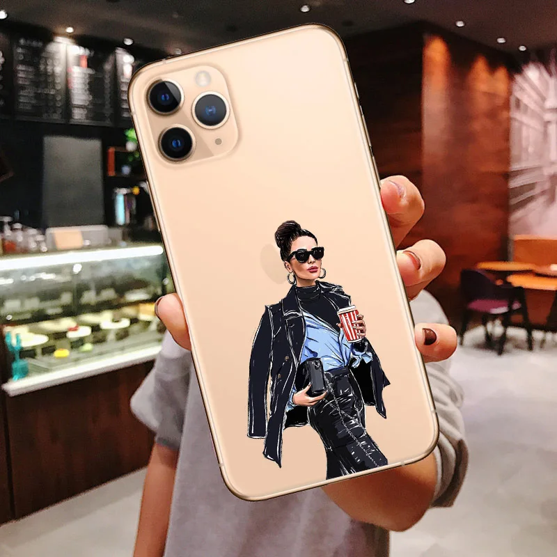 TPU Принцесса женский Босс кофе чехол для телефона для iPhone 11 Pro Max Vogue девочка мама ребенок мягкий чехол для iPhone X 7 8 Plus XR XS Max - Цвет: TPU