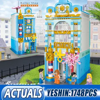 

Yeshin Streetview Building Blocks The MOC City Barbershop Model Assembly Bricks Kits Toys Funny Kids Christmas Gifts