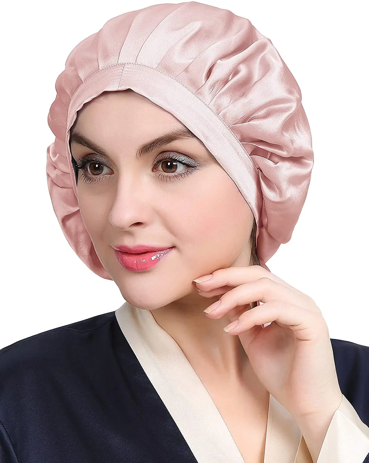100% Silk Night Sleep Cap Sleeping Hat 19 Momme Soft For Women Hair Beauty  With Adjustable Elastic Ribbon - Shower Caps - AliExpress