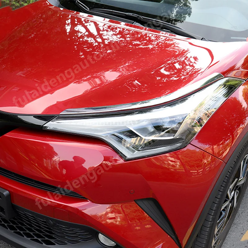 Для Toyota CHR C-HR- углеродное волокно ABS хромированные, для передних фар Брови Веки крышка отделка автомобиля Стайлинг Аксессуары
