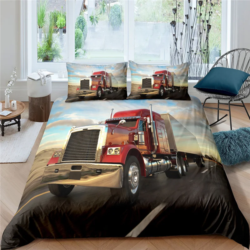 

Luxury 3D Car Print 2/3Pcs Kids Bedding Sets Comfortable Child Adult Duvet Cover Pillowcase Home Textile Queen and King Size