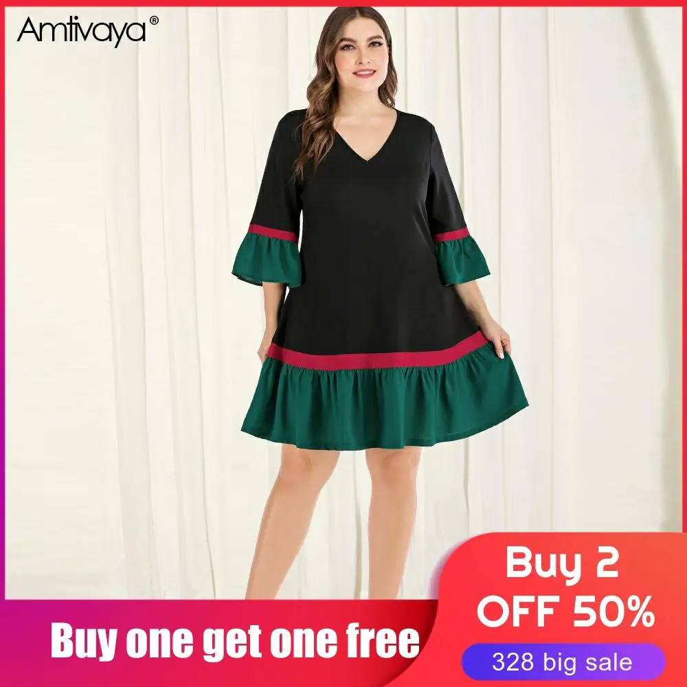 

Amtivaya summer new fashion woman midi dress women plus size dresses big sizes vintage parti clothes