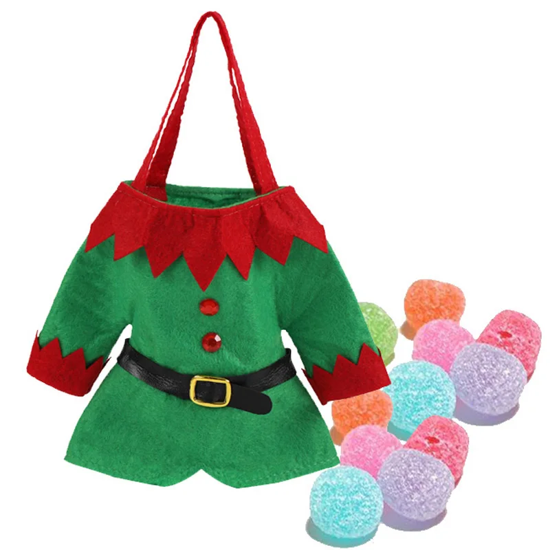 Christmas Candy Bags Wine Bottle Gift Bag Xmas Decoration Santa/Elf Tops+Pants Accessories