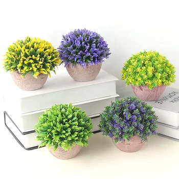 

1pc Simulation Plastic Flowers/Grass Small Balcony Potted Home Office Decor Artificial Plants Potted Wedding Living Room Decors