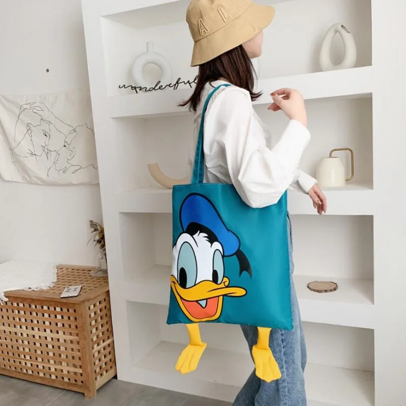 

New Donald Duck Shoulder Bag Big Size Nylon Large Tote ECO Reusable Polyester Portable Shoulder Handbag Shopping Bag Grocery Bag