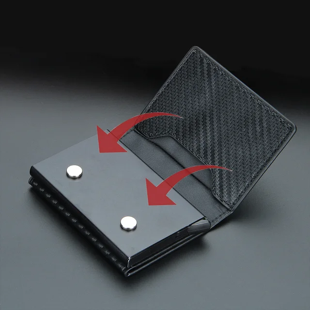 2024 Rfid Men Card Wallets Magnetic Button Free Name Customized Small Card Wallets Carbon Fiber Mini Wallet Qaulity Male Purses 6