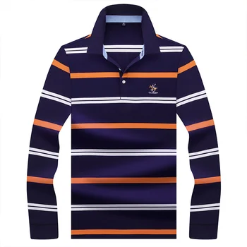 

Striped Casual Men Polo Shirt 3D Embroidery Cotton Long Sleeve Tace & Shark brand polos shirts para hombre 2019 Fashion Men Tops