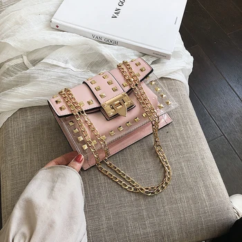 

2020 New Women's Bags Chain Bags Transparent Women's Bags Shoulder Messenger Bags Women's Mobile Phone Bags Rivet