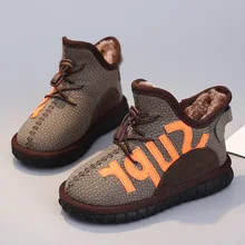 Новые ботильоны для мальчиков; зимняя детская обувь на меху; модные брендовые Детские Ботинки martin из натуральной кожи; водонепроницаемые плюшевые зимние ботинки для девочек