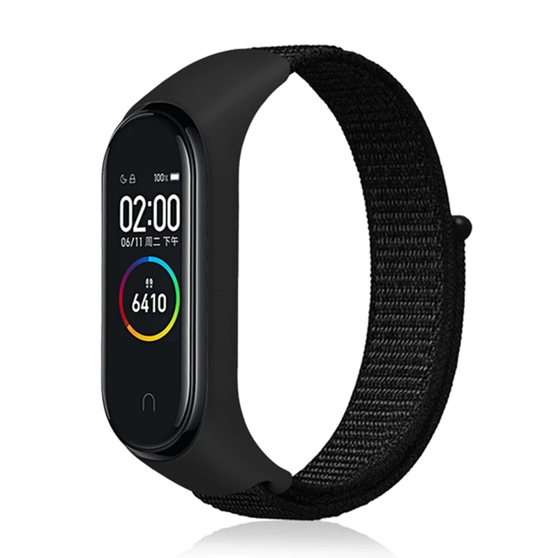 IONCT нейлоновый браслет для mi Группа 4 спортивного стиля с correa pulsera ремень для Xiaomi mi band 3 ремешок mi Группа 4 Global Smart аксессуары - Цвет: Черный