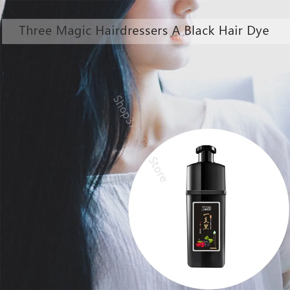 Натуральный травяной 5 минут мгновенный черный шампунь для волос экстракт женьшеня Серый Белый покрытие для волос черная краска для волос для мужчин и женщин 500 мл