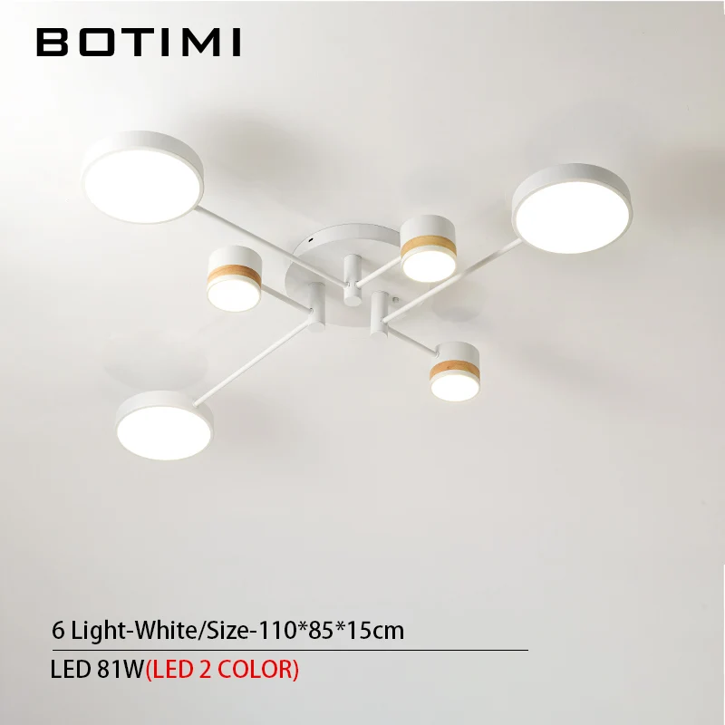White 6 Light BOTIMI, домашний декор, светодиодный потолочный светильник для гостиной, круглые металлические потолочные лампы, монтируемые на поверхности, обеденные люстры, Светильники для спальни - Цвет корпуса: White 6 Light