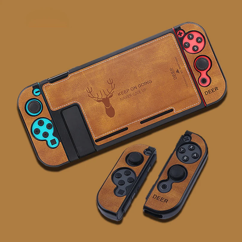 Консольный переключатель Nintendo аксессуары защитный чехол Joy-Con ткань тряпичный чехол задняя защитная крышка оболочка игровые аксессуары для NS - Цвет: Коричневый