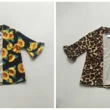 Осенне-зимняя детская одежда для маленьких девочек; хлопковый кардиган с леопардовым принтом и гепардом; топ с подсолнухами; Эксклюзивная одежда; пальто; молочный шелк; рукав 3/4