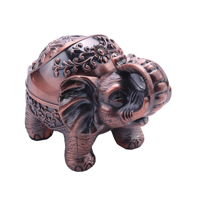 Creative Ashtray Elephant Shaped Metal Seal With Lid Anti-Fall Windproof Personality Home Decor Ornaments | Дом и сад