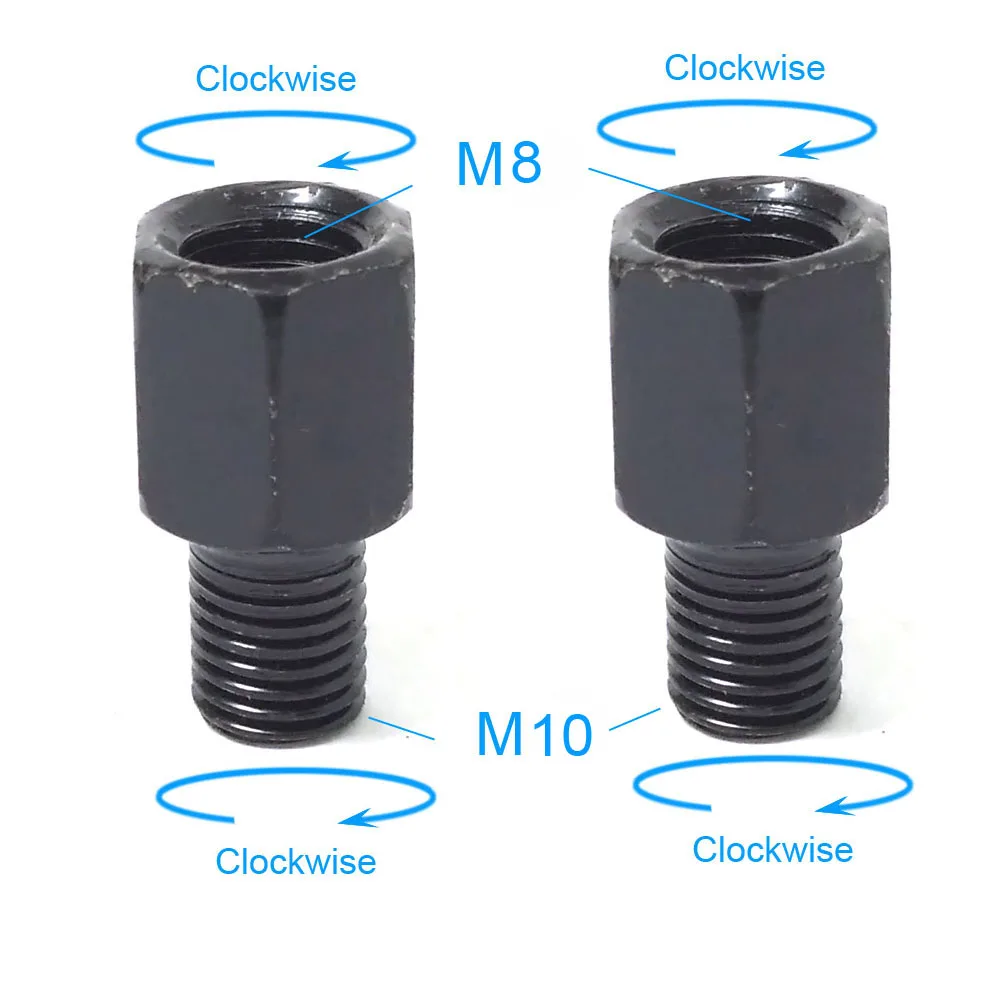 2x M8M10 (RR) Черные мотоциклетные зеркальные адаптеры M10 10 мм M8 8 мм зеркала заднего вида конверсионные Болты по часовой стрелке против часов правая левая резьба - Цвет: 2x M8M10 (RR)