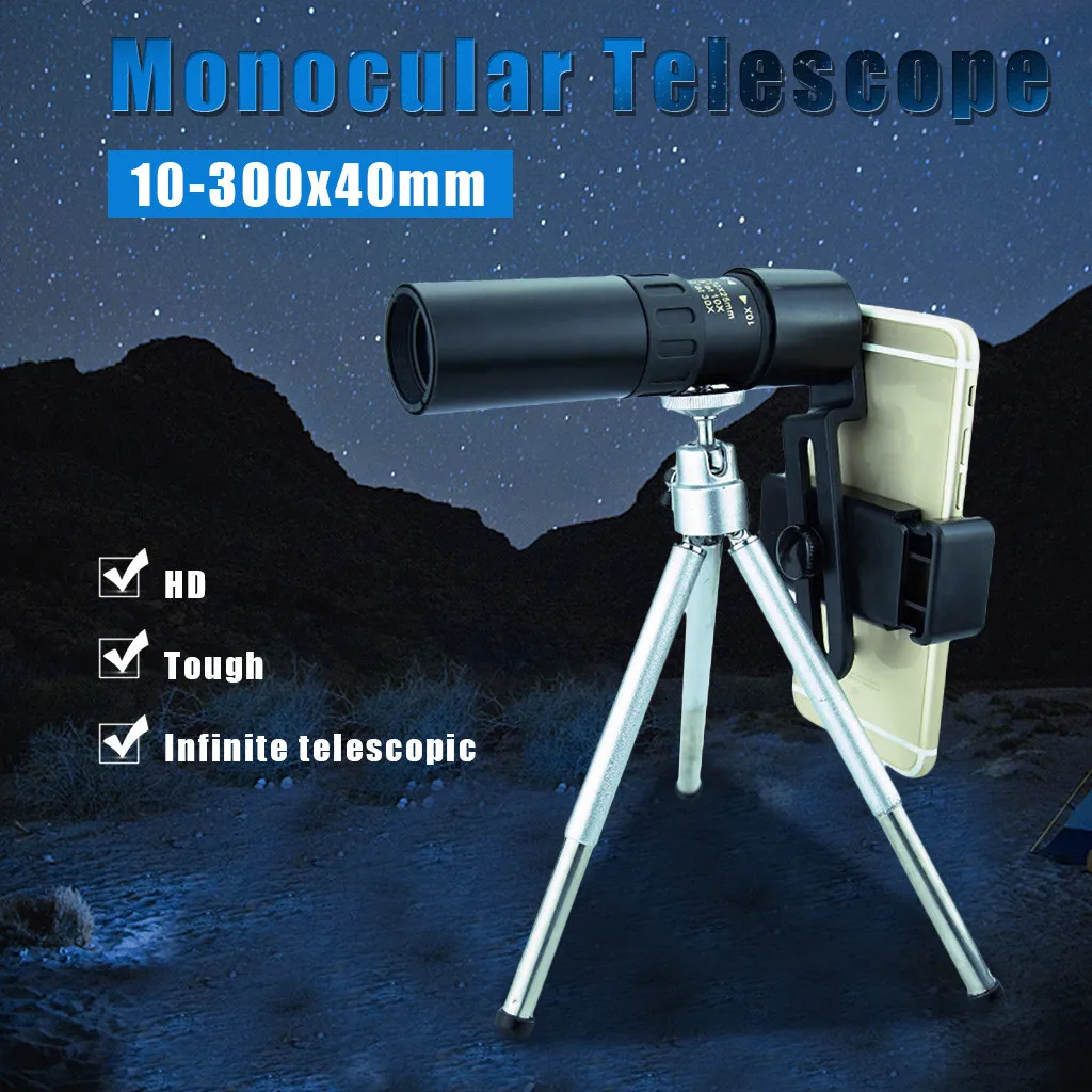 

Portable For Camping 4K 10-300X40mm Super Telephoto Zoom Monocular Telescope Portable Dual Focus Monocular Telescope Wholesale