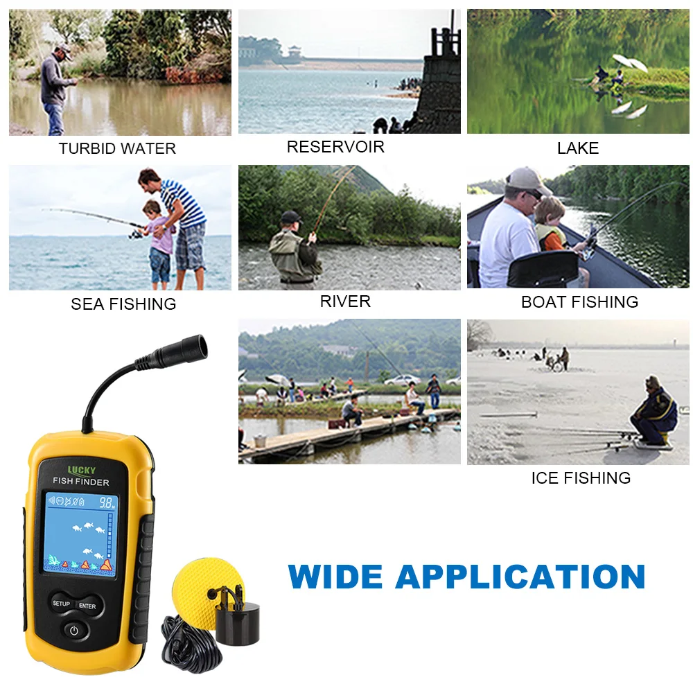 Проводной рыбоискатель 100 м измеритель глубины Sonar Echo sounder Fishfinder lcd цветной экран портативный рыбий детектор Sonar для рыбалки