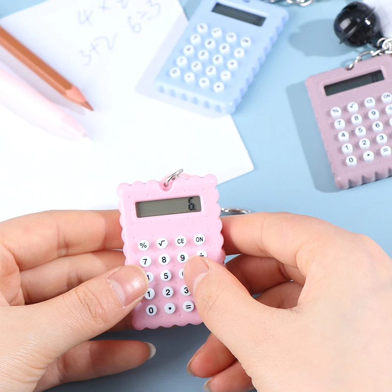 1pc Portable Kawaii Mini Calculator Pocket Size 8 Digits Display Cartoon Mini Ultra-thin Button Cute Calculator School Supplies