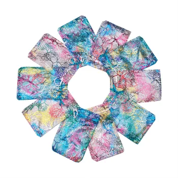 

Bronze coral pattern snow yarn bag Eugen yarn bundle pocket Net yarn gift jewelry packaging bag 100 pcs/pack 10 packs