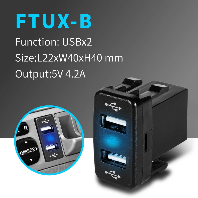 Машину с Usb, туманный распылитель, тойота авто Зарядное устройство для мобильного телефона, 12V 24V Универсальный адаптер с двойным Usb 4.2A гнездо сигареты Зажигалка для смарт телефона Напряжение - Название цвета: FTUX-B