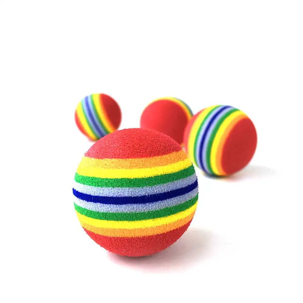 1 шт. Радужный шарик для котов 3,5 см интерактивные игрушки для кошек играть Жевательная погремушка царапины EVA мяч принадлежности для тренировки животных - Цвет: 1pcs