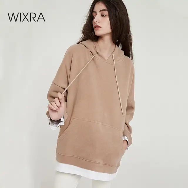 US $25.99 Wixra Women Casual Sweatshirts Warm Velvet Long Sleeve Oversize Hoodies Tops 2019 Autumn Winter Pul