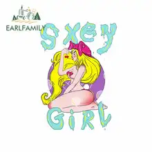 EARLFAMILY 13cm x 9.2cm Girl Anime Car Stickers Glue Cartoon Oem Car Body JDM Polyethylene Helmet Motorcycle Accessories