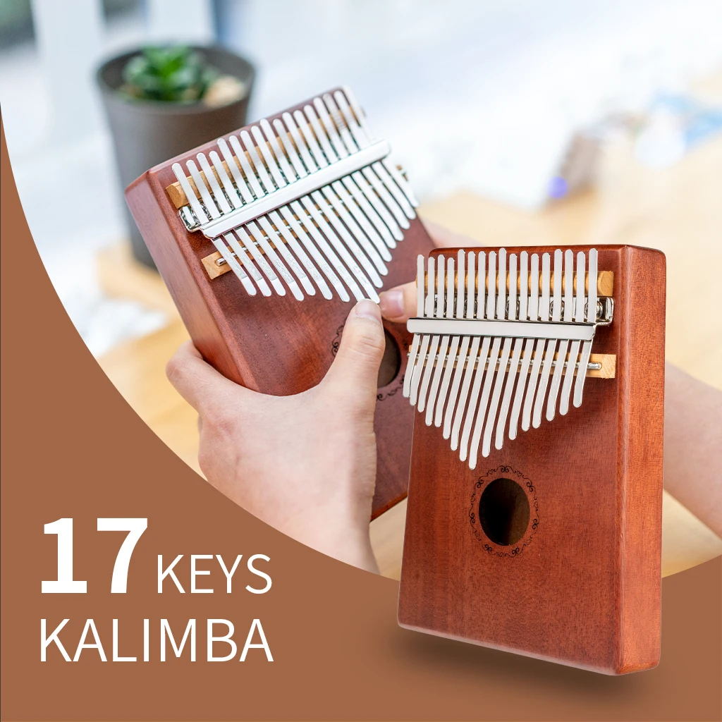 

Portable 17 Keys Kalimba Finger Piano Mahogony Body+ Steel Keys Unique Christmas Gift For Kids Adult