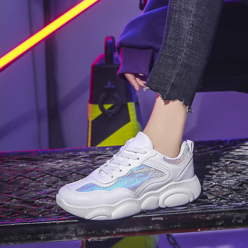 

Super Fire Korean-style 2019 Spring New Arrival Casual Trend Versatile Sequin White Shoes Sports Running Low-cut Shoes