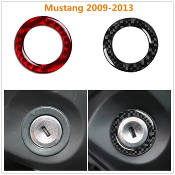 

For Ford Mustang 2009-2013 Car styling Interior Carbon Fiber Engine Start Stop Ignition Cover Trim Key Ring Car Sticker Decals