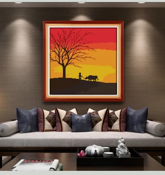 

Beautiful sunset home decor painting counted printed on canvas DMC 14CT Cross Stitch Needlework Sets The scenery Embroidery kits