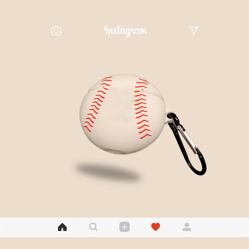 

For AirPods Case Baseball Carabiner Soft Cover