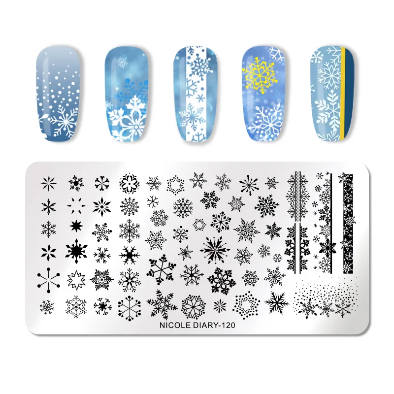 NICOLE дневник геометрические пластины для штамповки ногтей цветочный дизайн ногтей штамповка шаблон штамп для ногтей трафареты для ногтей штамп - Цвет: 120