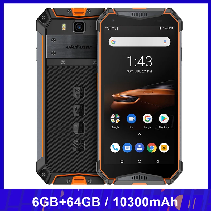 Смартфон Ulefone Armor 3W защищенный IP68 10300 мА ч 5 7 дюйма 6 + 64 ГБ Android 9 0|Смартфоны| |