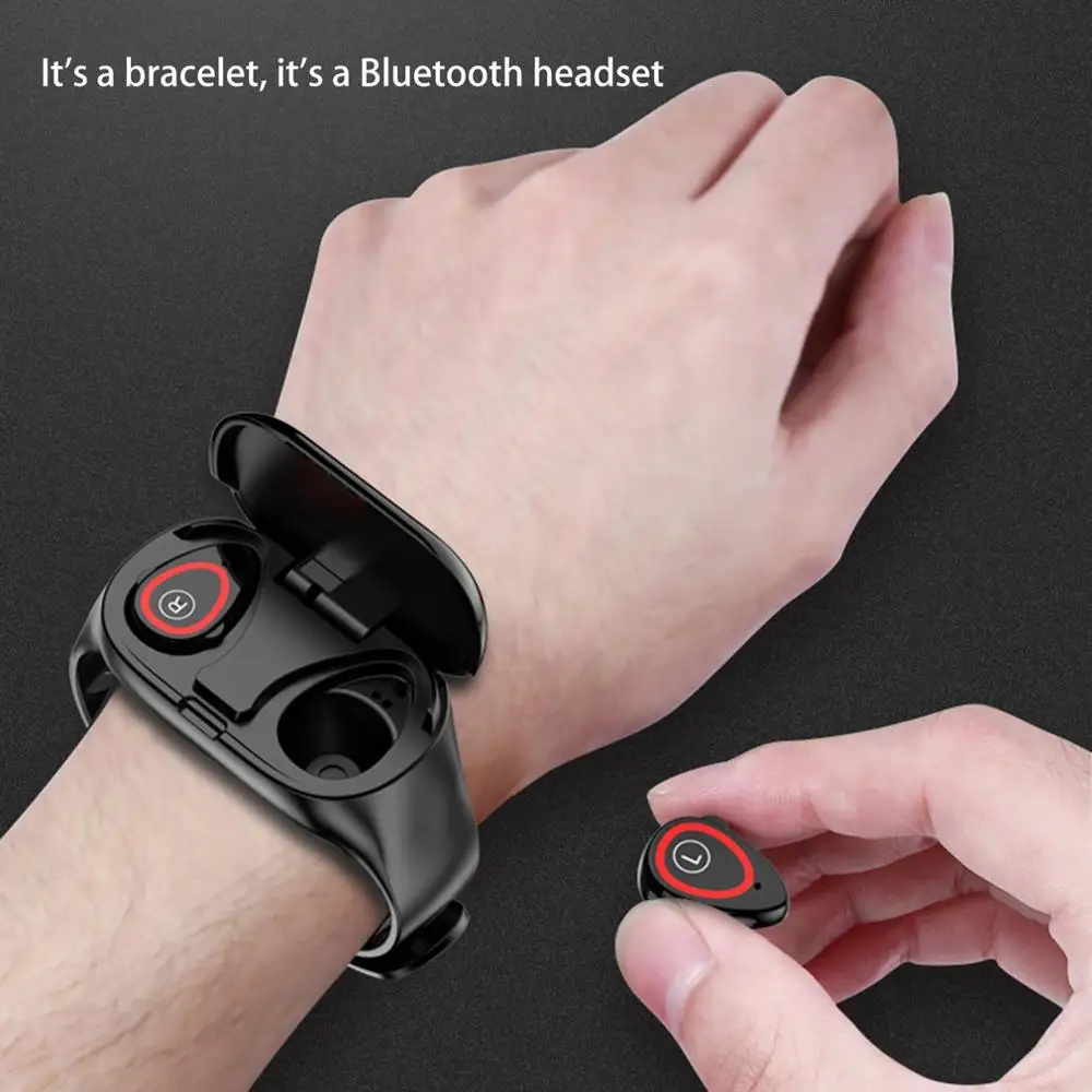 Черный Bluetooth-гарнитура, говорящий смарт-браслет, монитор сердечного ритма, спортивные Смарт-часы, шагомер, фитнес-трекер, браслет - Цвет: Черный