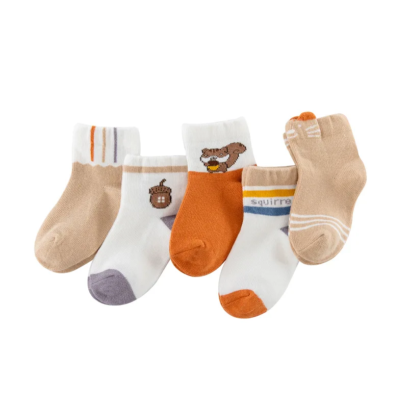 5 пар/партия, детские носки, детские повседневные носки с рисунками животных для новорожденных мальчиков и девочек, аксессуары для одежды - Цвет: Squirrel